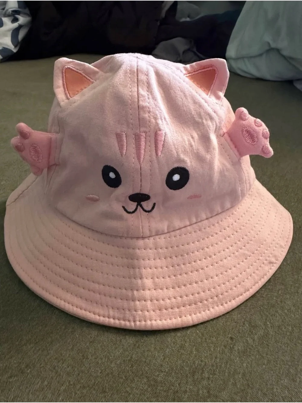Cute Pink Cat Bucket Hat for Kids